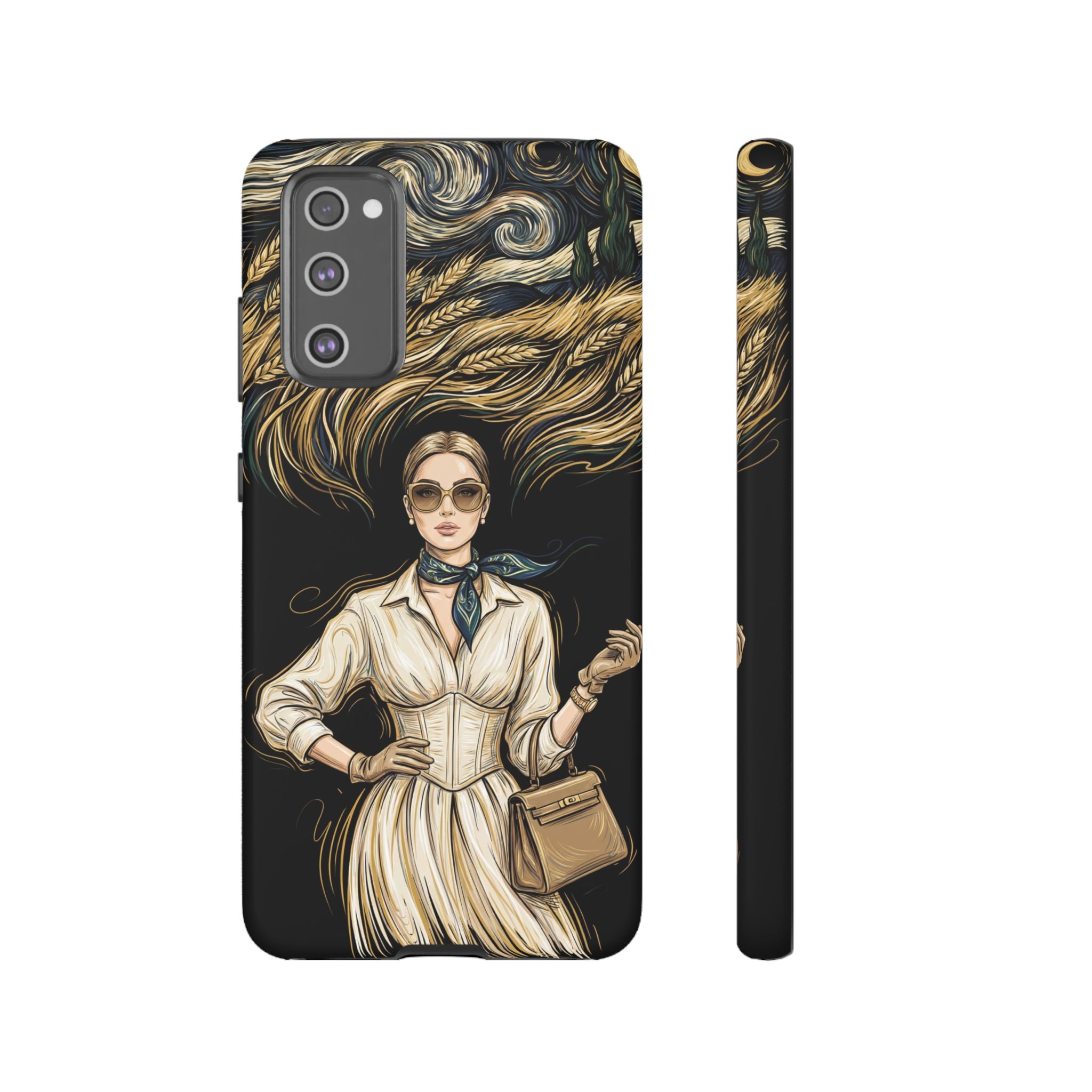 Vintage Elegance Samsung Galaxy Phone Case | Retro Woman with Flowing Golden Hair