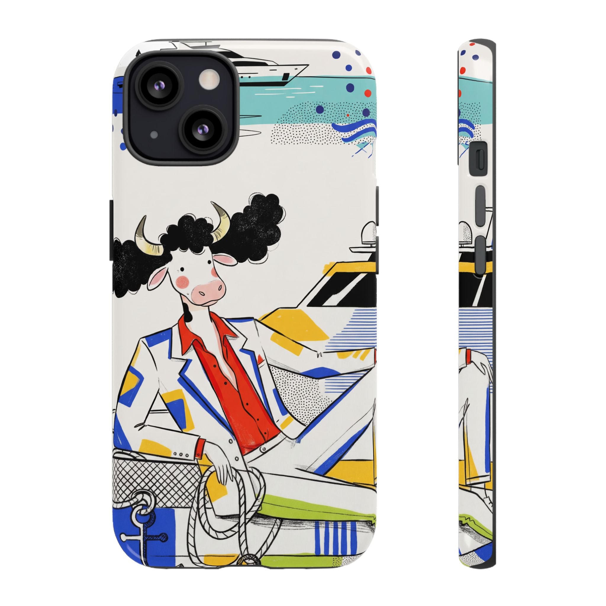 Nautical Cow Graphic Protective iPhone Case
