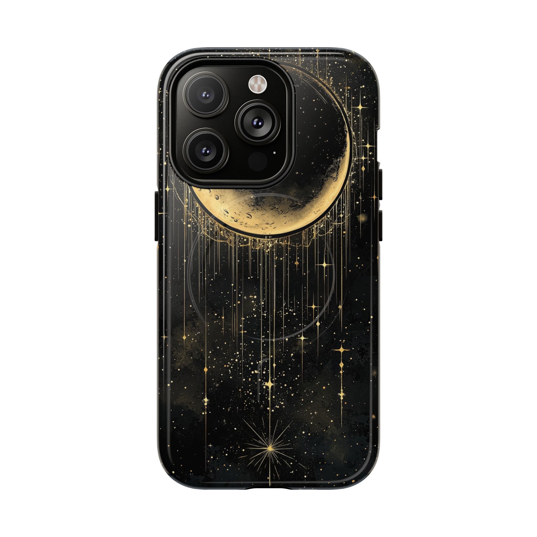 Custodia resistente MagSafe per iPhone Moonlit Crescent | Cielo notturno con stelle dorate