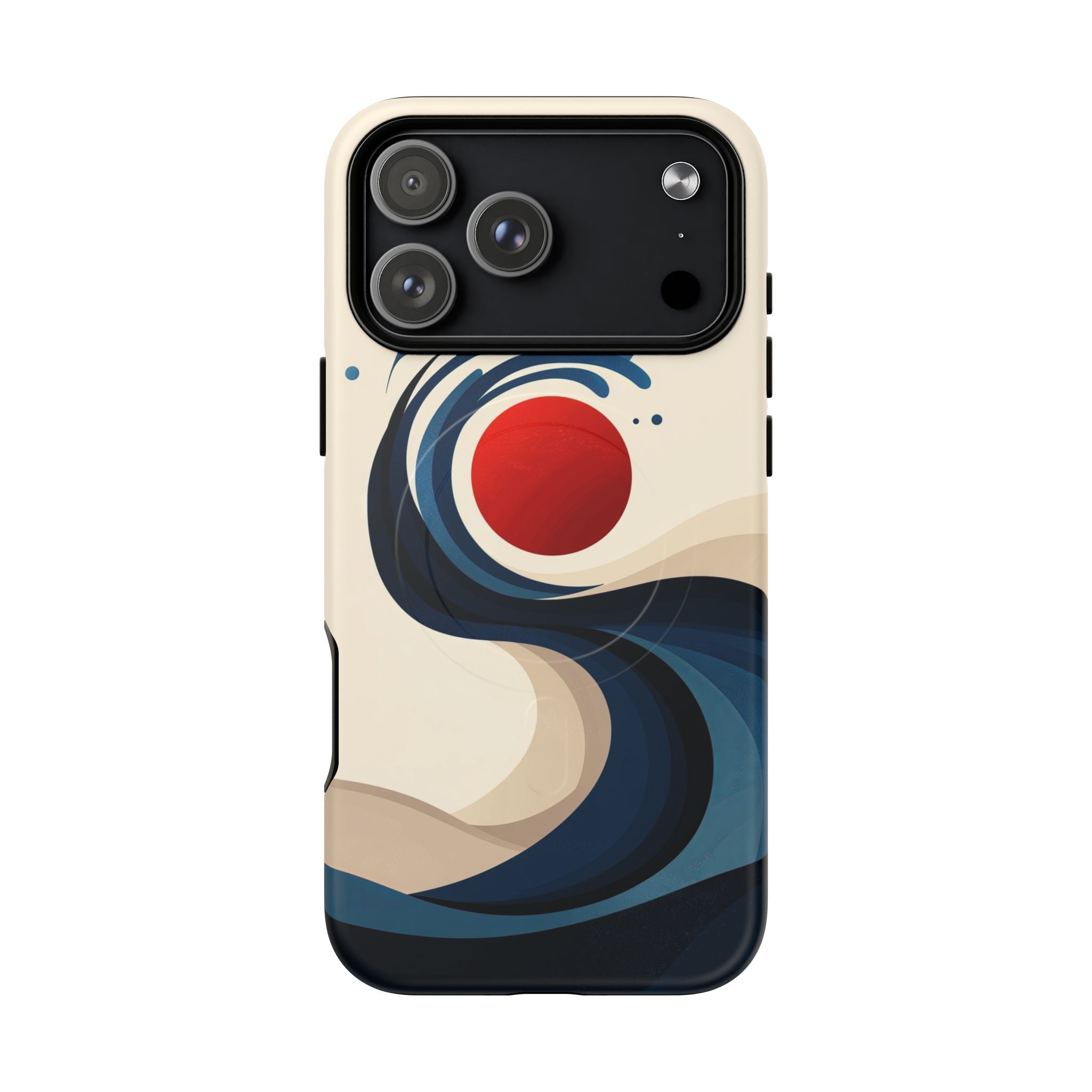 Abstract Wave MagSafe iPhone Case | Red Sun Ocean Art