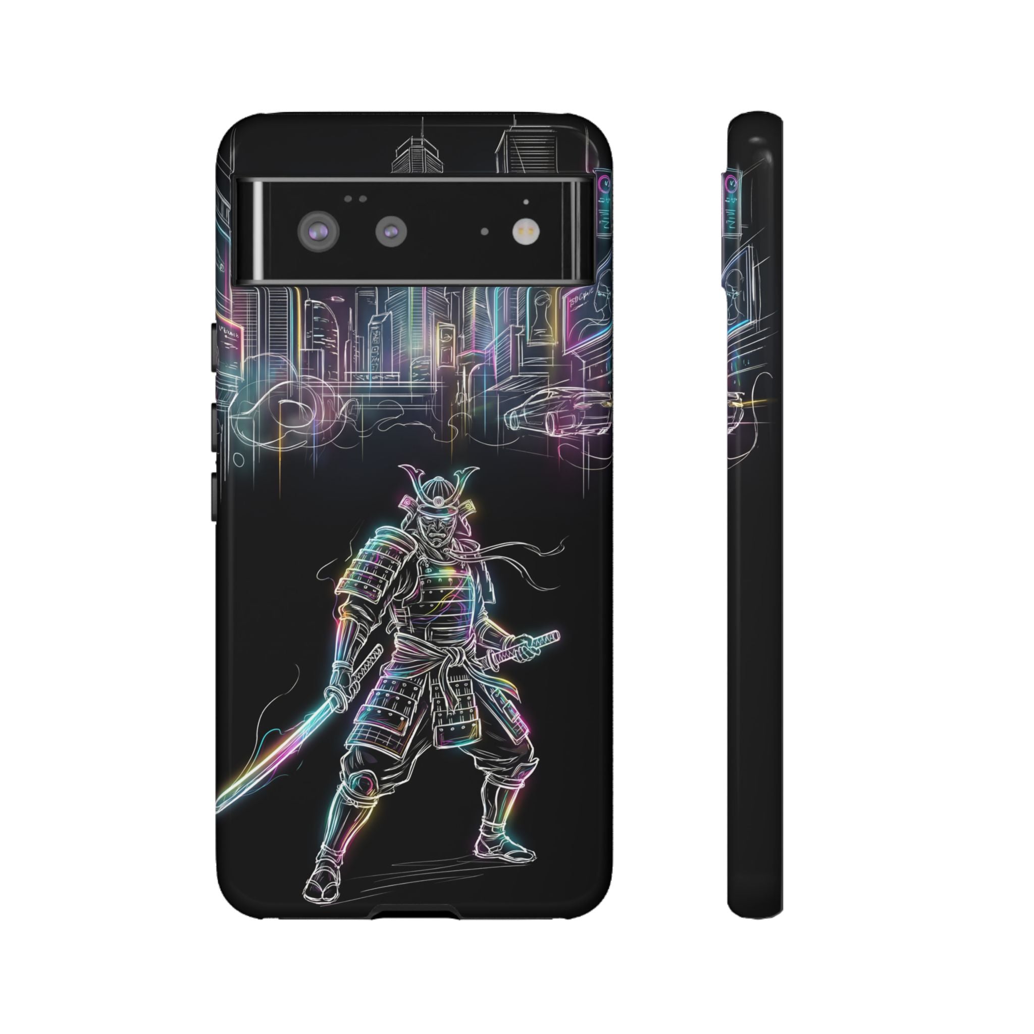 Neon Samurai Google Pixel Phone Case | Cyberpunk City Armor