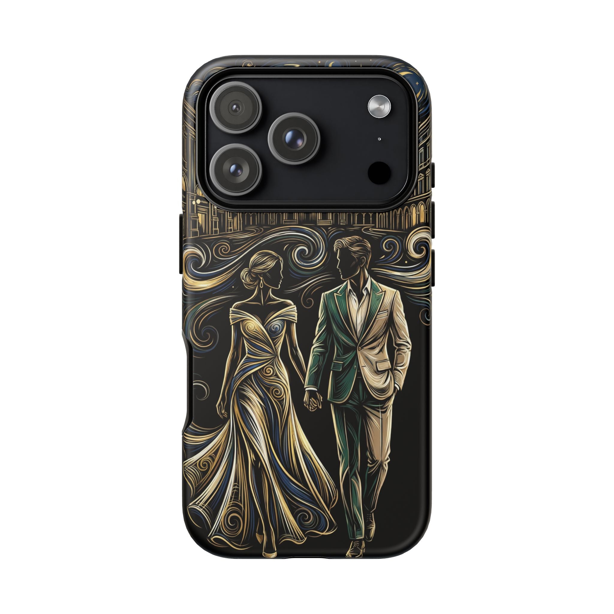Romantic Night Walk iPhone Case | Elegant Couple Art