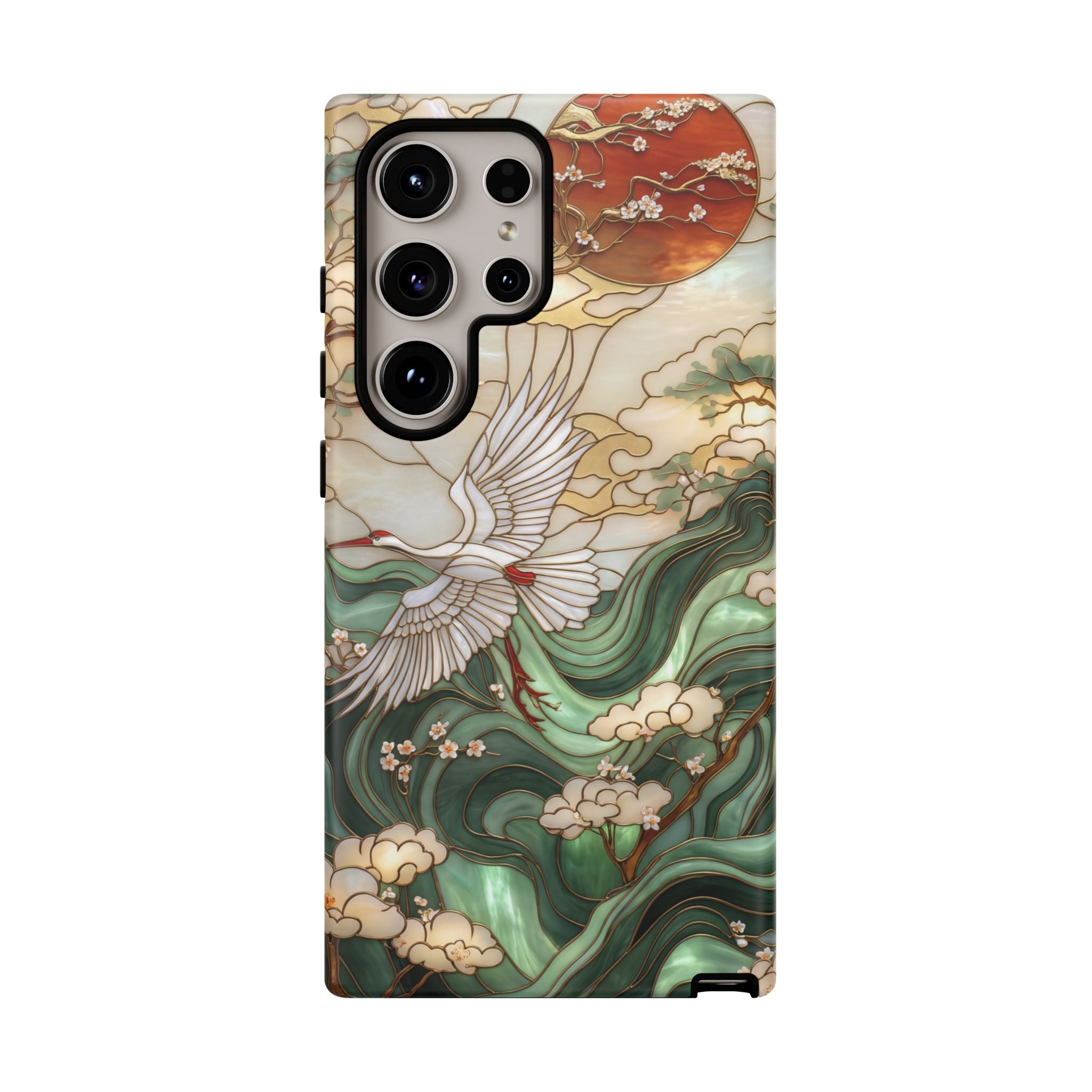 Cranes & Waves Protective Samsung Galaxy Case | Japanese-Inspired Art Phone Cover