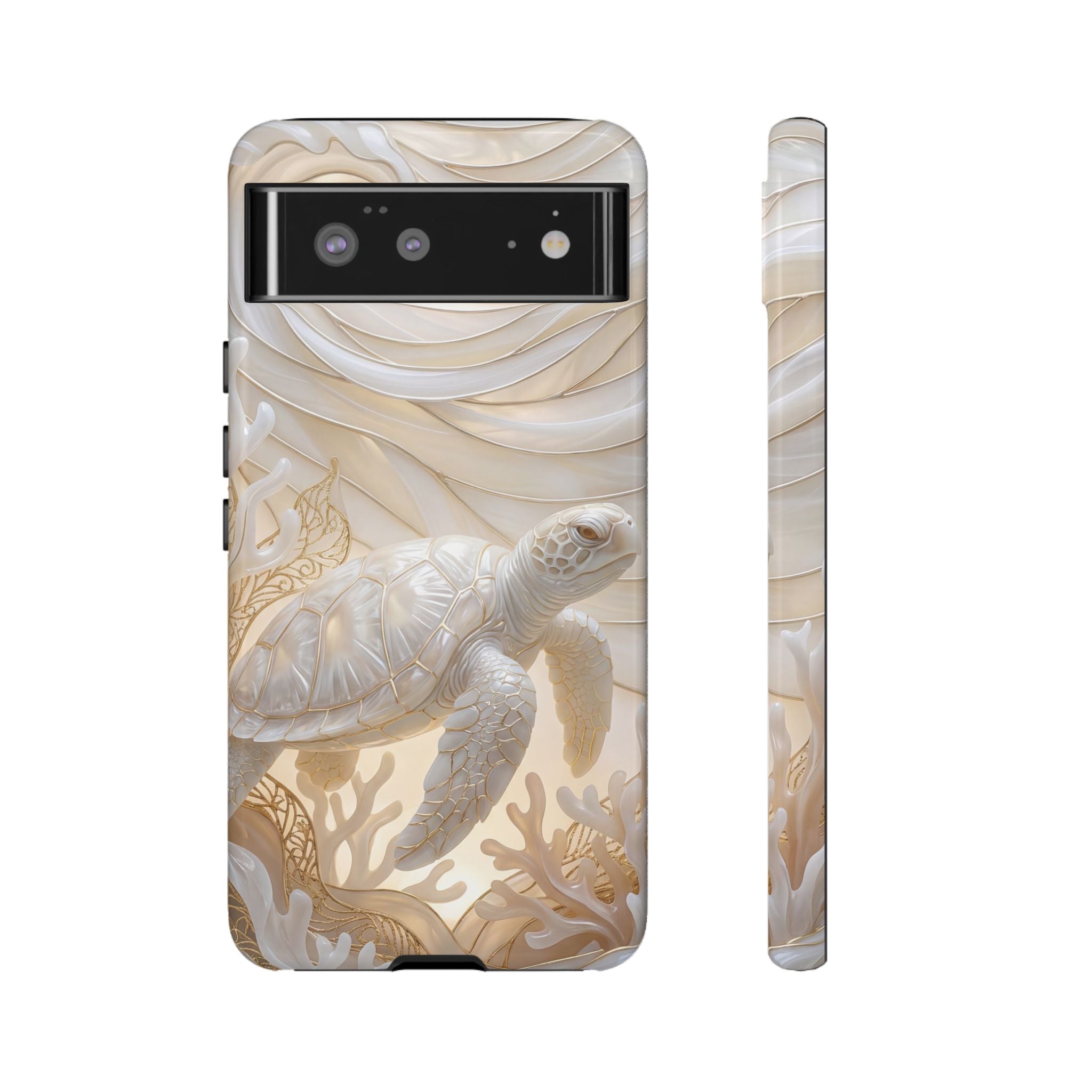 Sea Turtle Tough Google Pixel Case — Elegant Nautical Coral Design