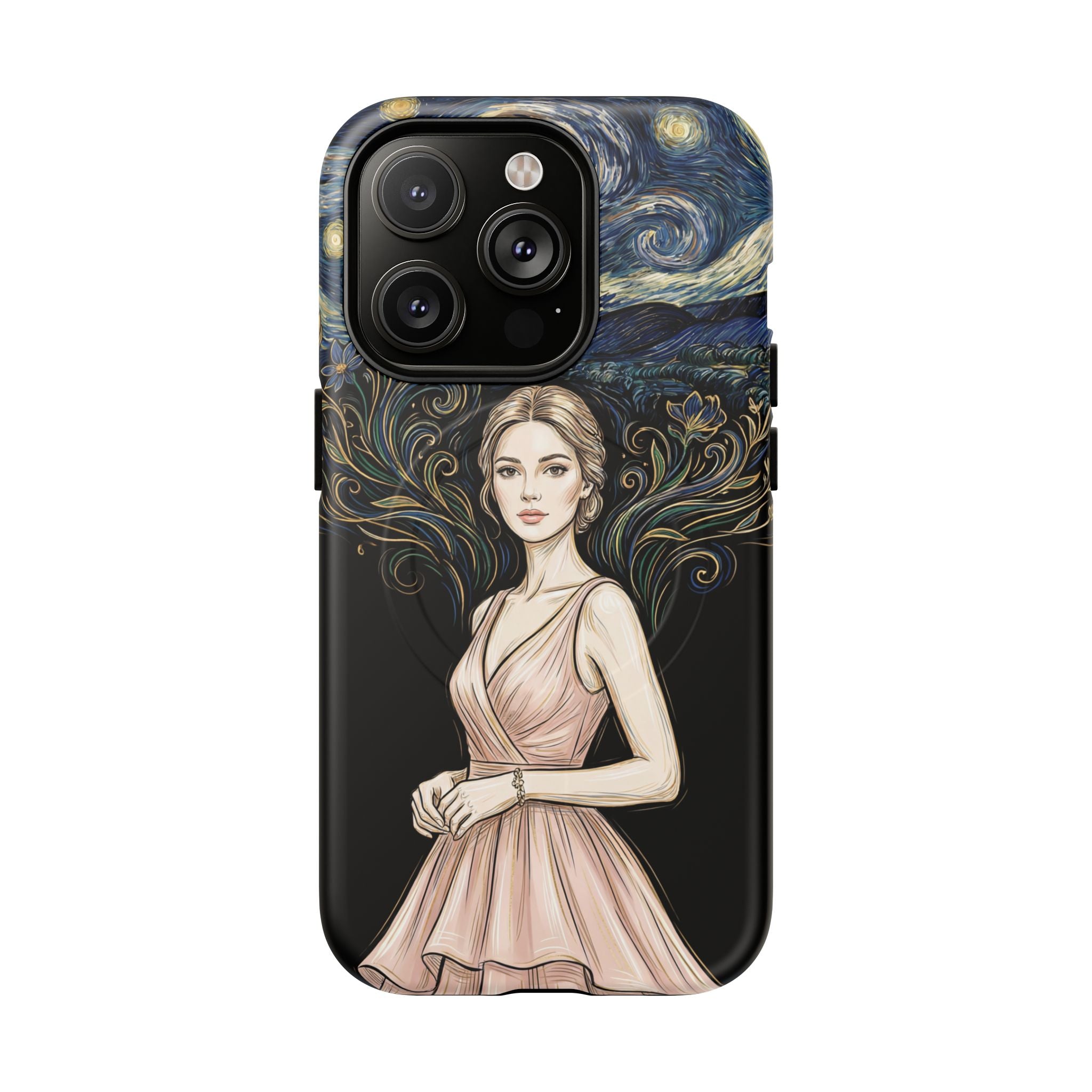 Art Nouveau Starry Night MagSafe iPhone Case | Elegant Woman Illustration Tough Case