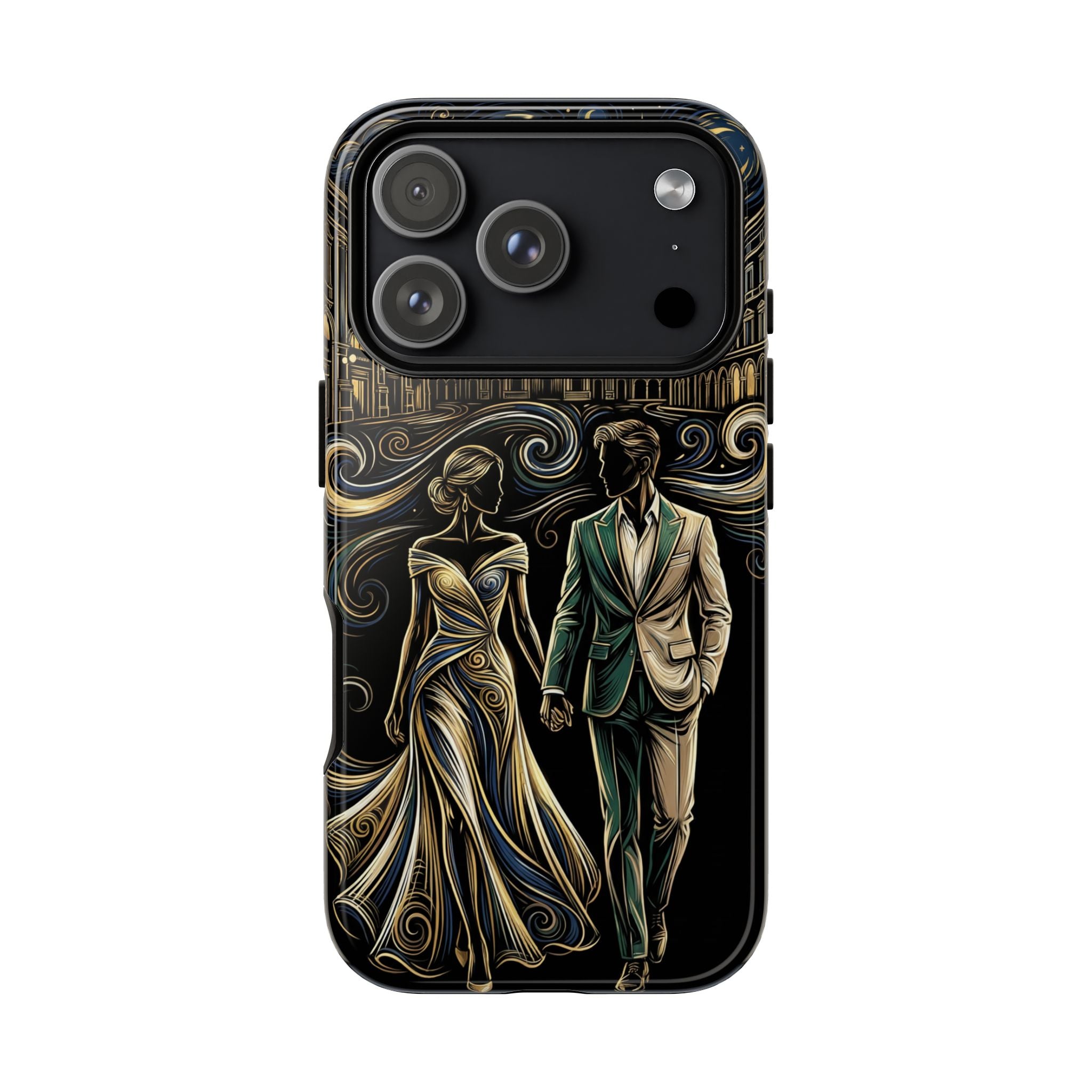 Romantic Night Walk iPhone Case | Elegant Couple Art