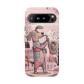 Custodia per telefono Google Pixel "Cane Sassofonista" | Simpatica custodia protettiva artistica musicale rosa