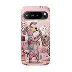 Custodia per telefono Google Pixel "Cane Sassofonista" | Simpatica custodia protettiva artistica musicale rosa
