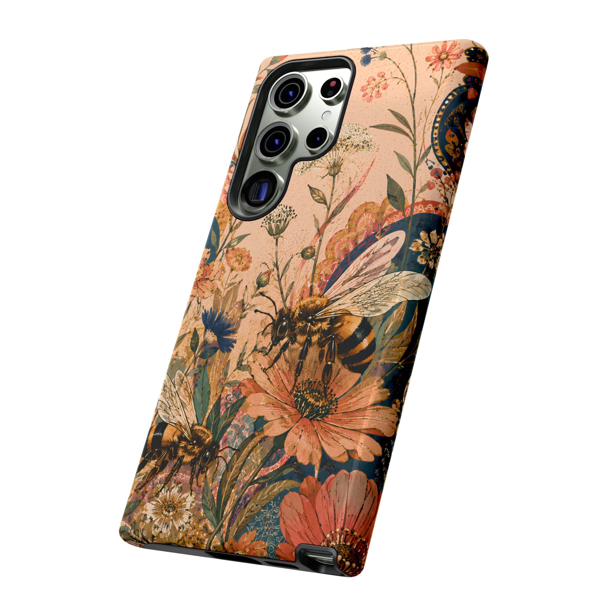 Honeybee Tough Samsung Galaxy Phone Case | Vintage Botanical Flower Cover