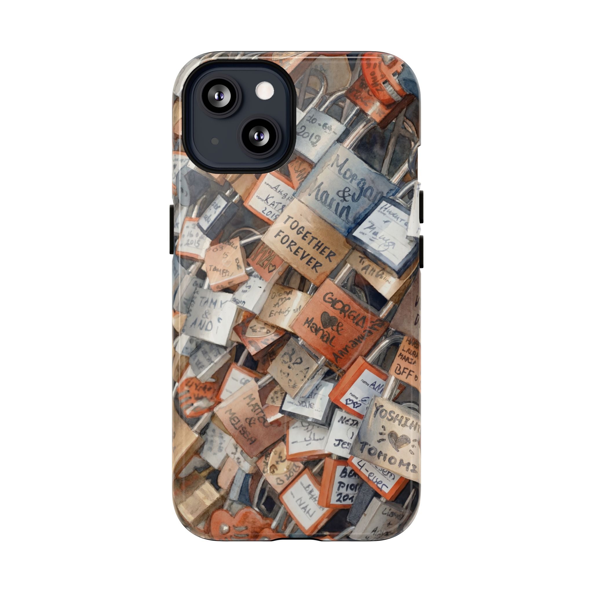 Custodia per iPhone MagSafe resistente con motivo collage di lucchetti dei desideri