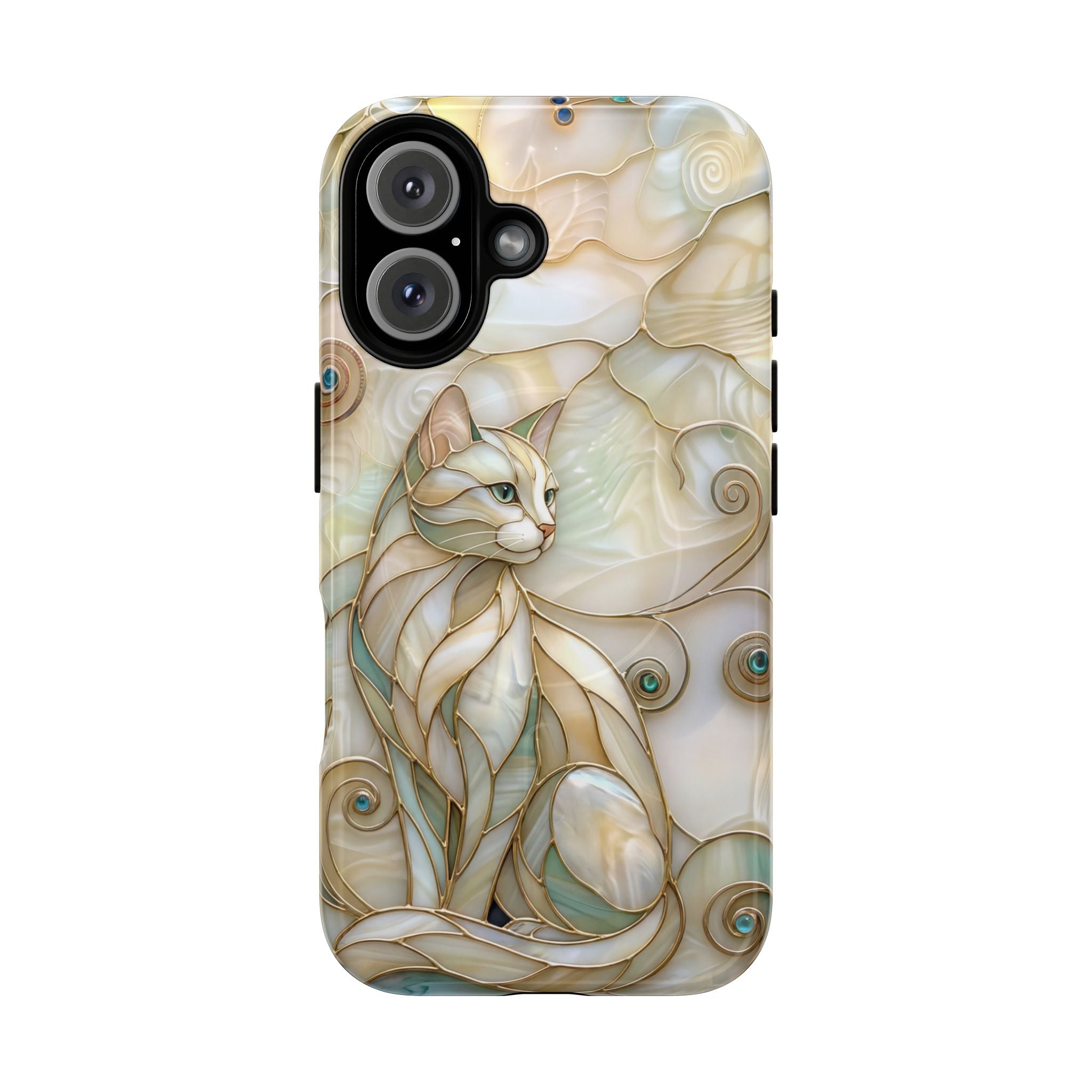 Art Nouveau Cat Phone Case | Elegant Stained-Glass Style Tough MagSafe Case