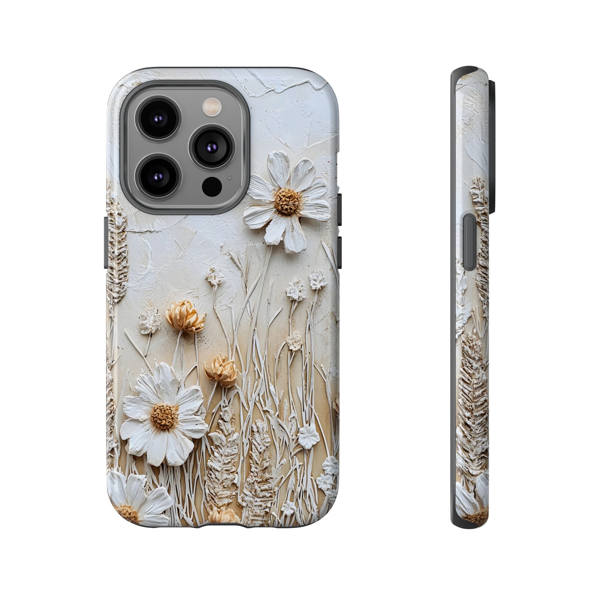Textured Daisy Art Floral Relief iPhone Case