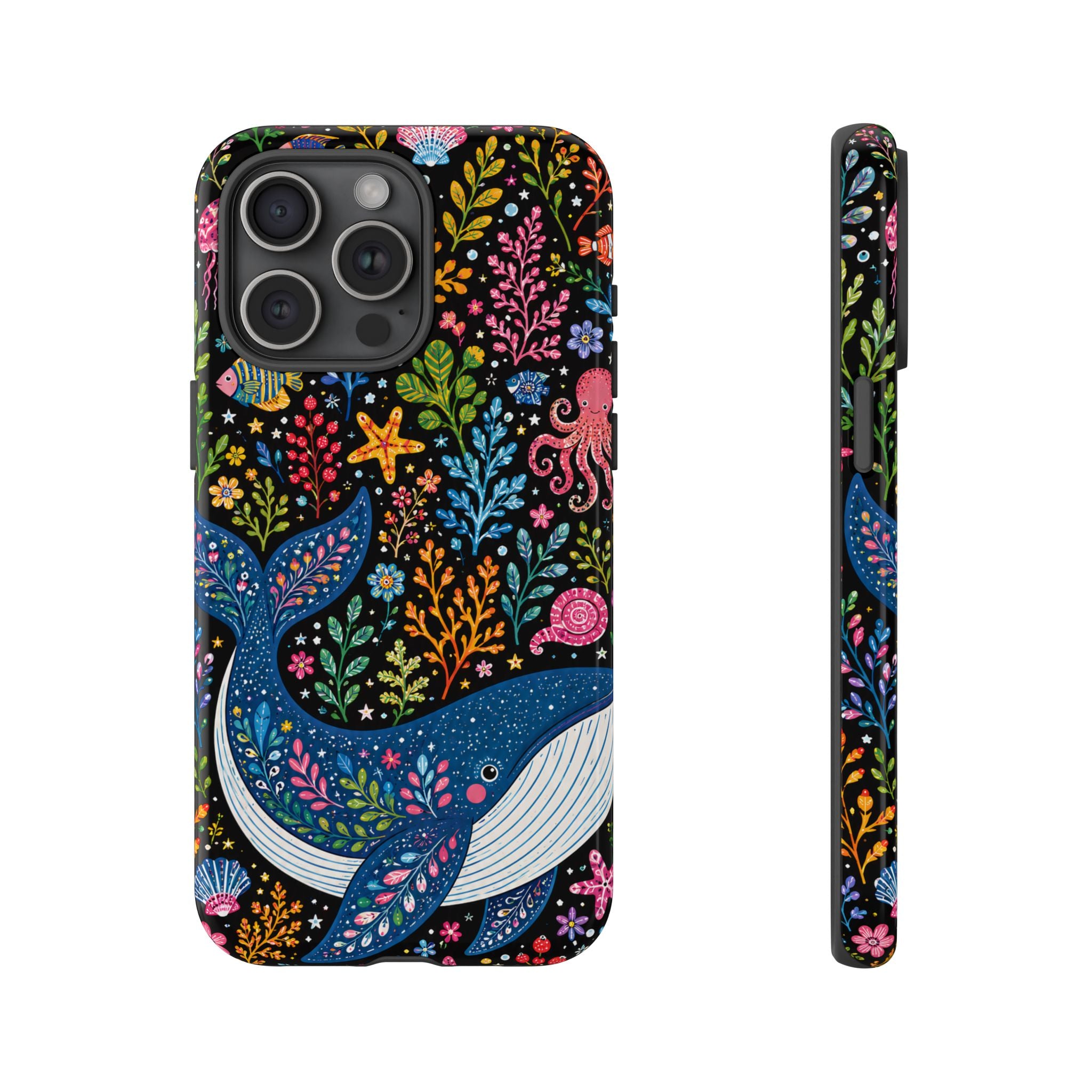 Whimsical Whale Tough iPhone Case | Colorful Ocean Floral iPhone Cover