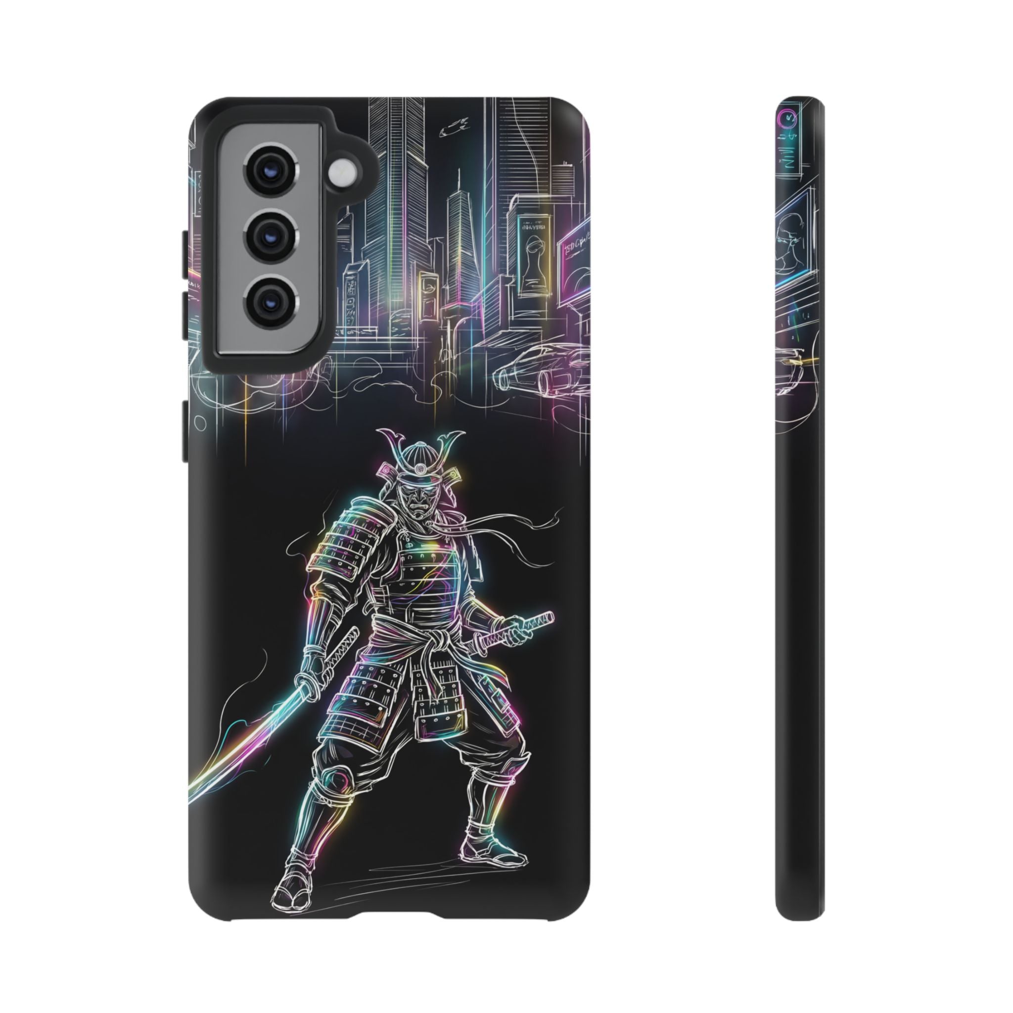 Neon Samurai Samsung Galaxy Phone Case | Cyberpunk City Armor