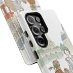 Paris Cafe Illustration Samsung Galaxy Phone Case | Vintage Bicycles & Pigeons Protective Cover