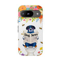 Dog News Floral Google Pixel Phone Case | Cute Dog on Toilet Pattern, Spring Floral