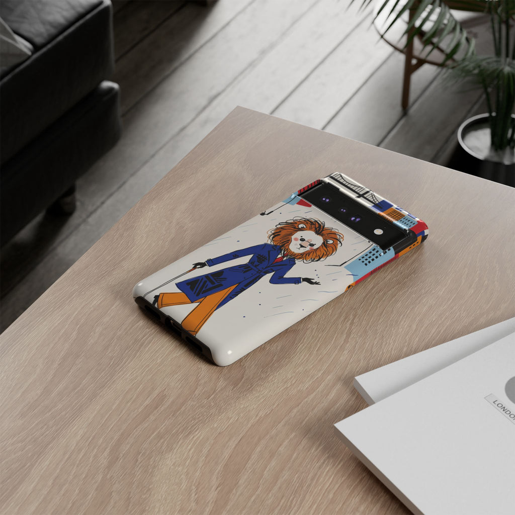 Lion Gentleman Google Pixel Phone Case | Dapper Lion in City Rain