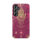 Mystic Hamsa Samsung Galaxy Case | Gold Palm & All-Seeing Eye on Magenta Galaxy