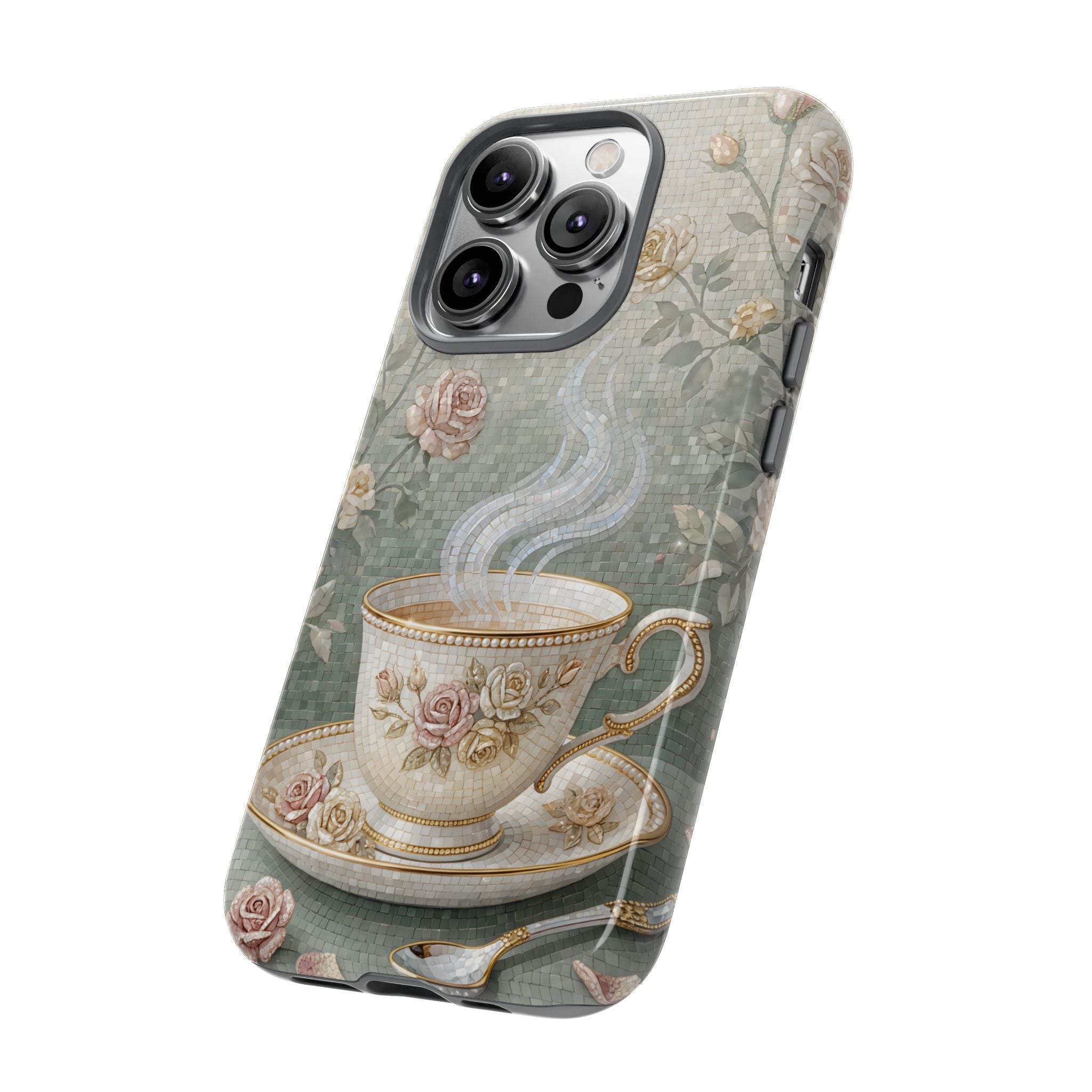 Vintage Floral Teacup iPhone Case — Elegant Romantic Smartphone Cover