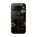 Gothic Cross Lily Google Pixel Phone Case | Christian iPhone Case