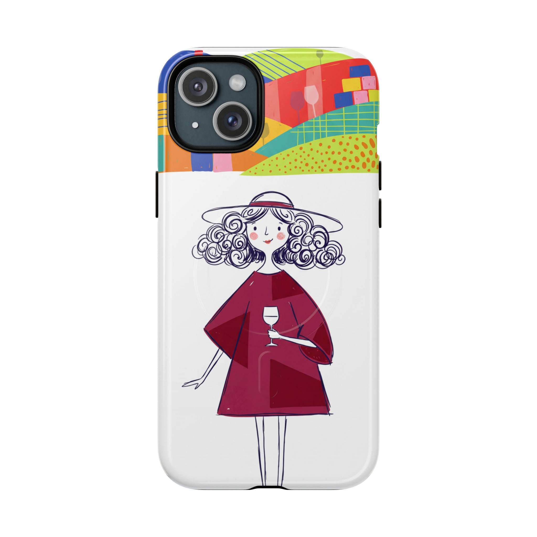 Colourful Artistic Wine Lady MagSafe iPhone Case
