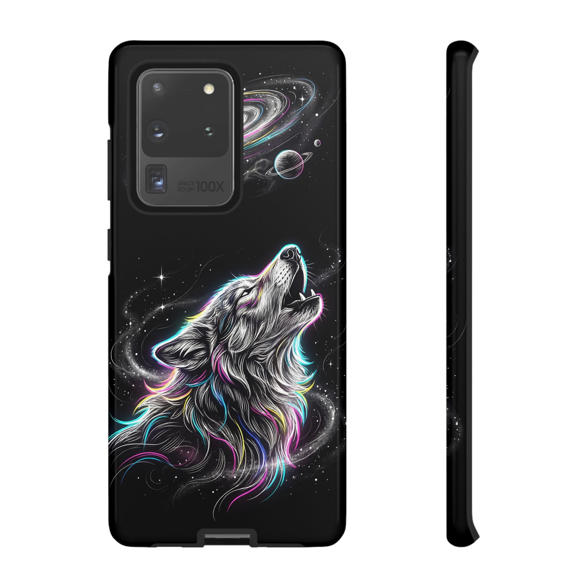 Wolf Galaxy Tough Samsung Galaxy Phone Case | Colorful Howling Wolf Space Design
