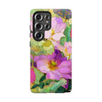 Custodia Protettiva Resistente per Telefono Samsung Galaxy con Acquerello Floreale | Cover Protettiva Giardino di Loto Rosa