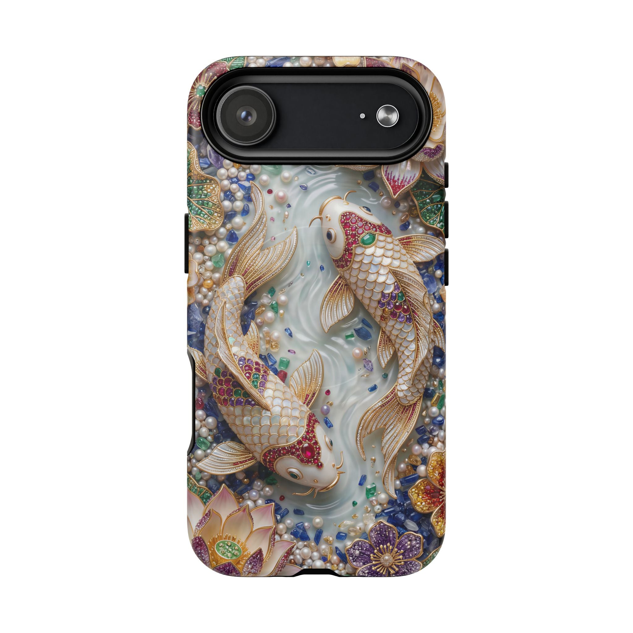 Koi Pond Tough MagSafe iPhone Case | Ornamental Lotus & Koi Fish Protective Cover
