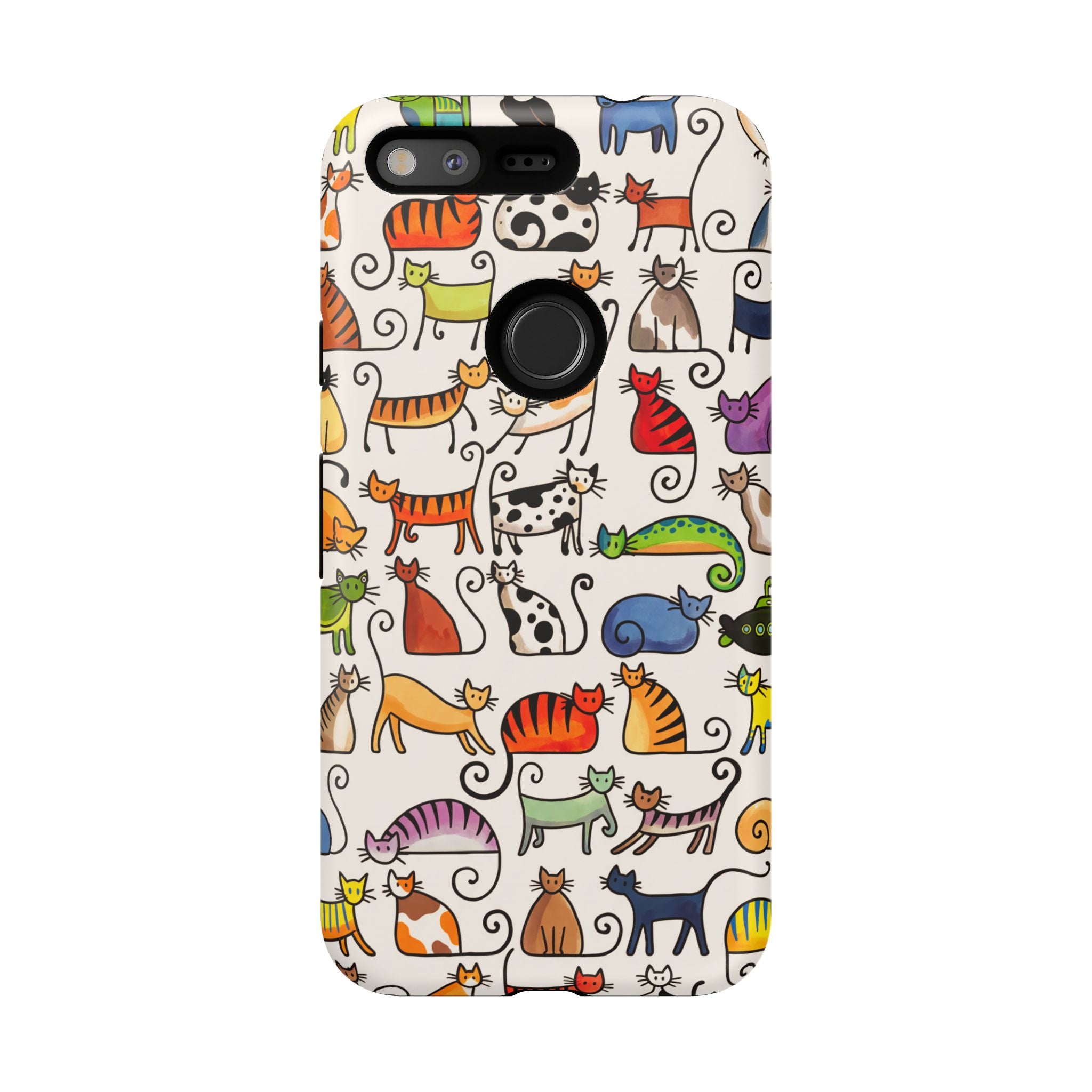 Cat Pattern Tough Google Pixel Case | Colourful Cartoon Cats