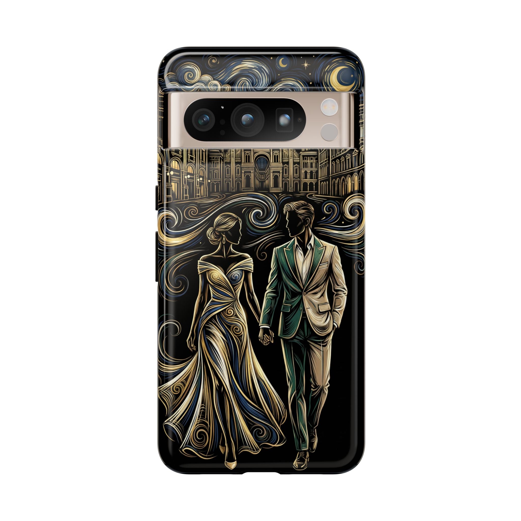Romantic Night Walk Google Pixel Phone Case | Elegant Couple Art