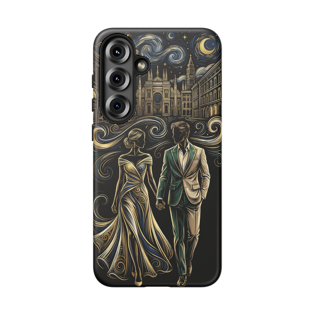 Romantic Night Walk Samsung Galaxy Phone Case | Elegant Couple Art