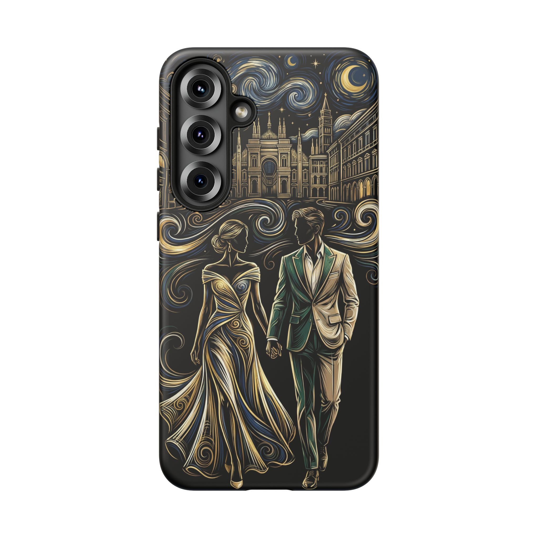 Romantic Night Walk Samsung Galaxy Phone Case | Elegant Couple Art