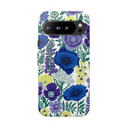 Floral Blue & Purple Tough Google Pixel Phone Case | Protective Botanical Phone Cover