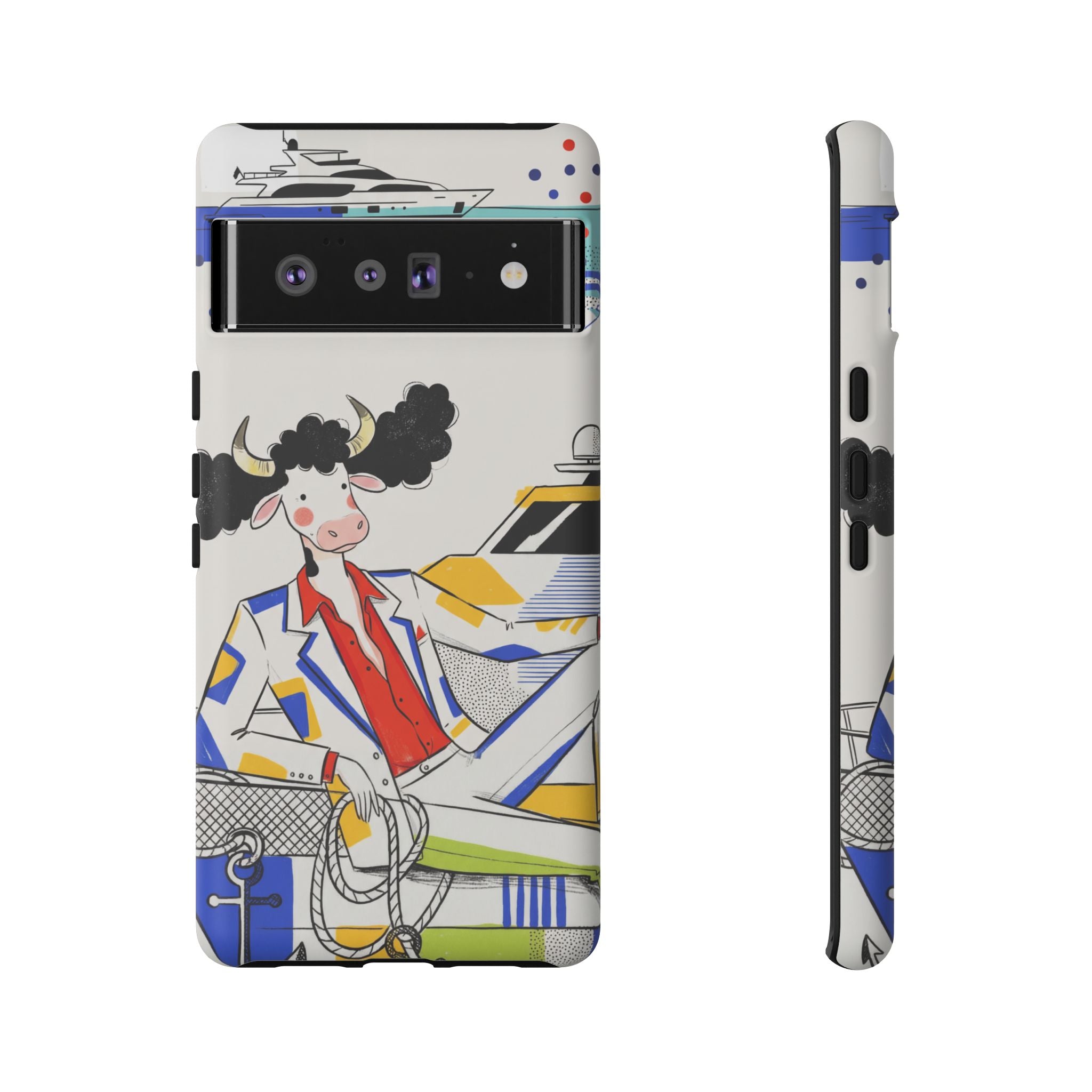 Nautical Cow Graphic Protective Google Pixel Phone Case