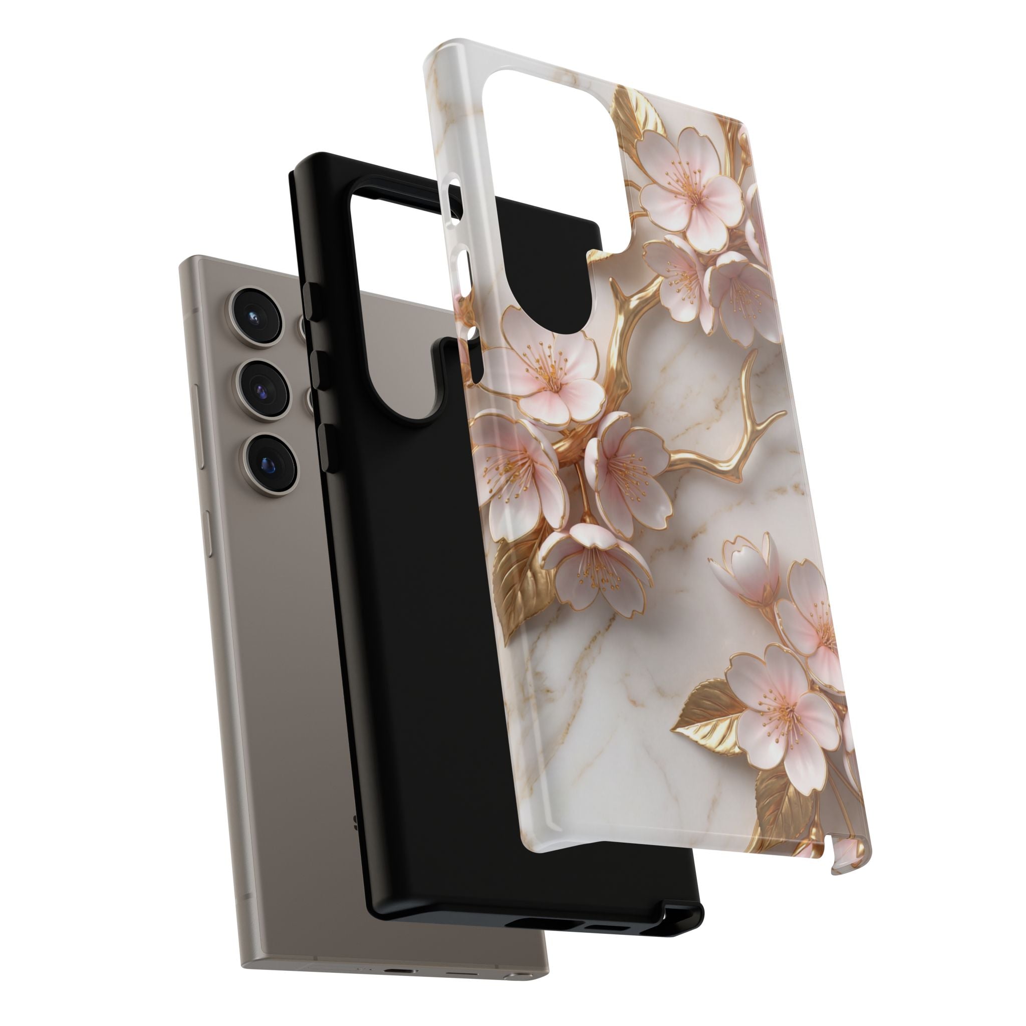 Floral Marble Samsung Galaxy Case — Sakura Gold Cherry Blossom Tough Case
