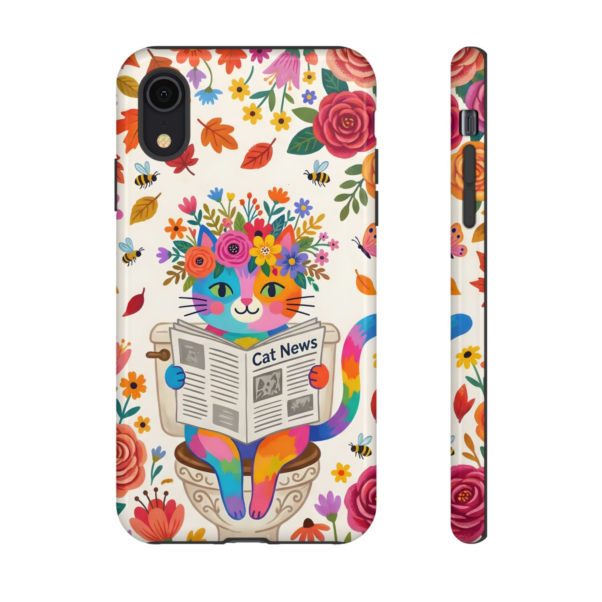 Floral Rainbow Cat iPhone Case | Cat News Design