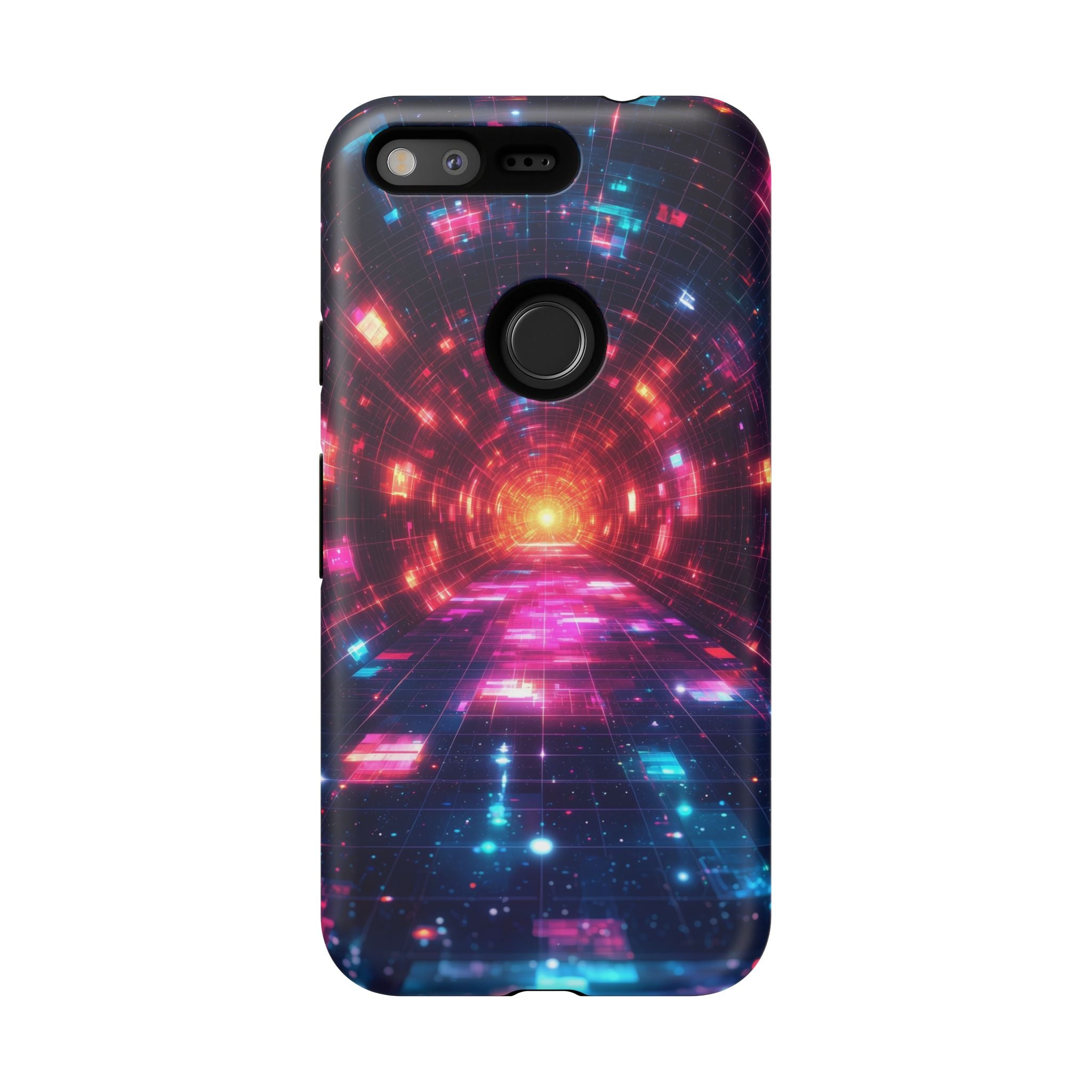 Neon Tunnel Tough Google Pixel Case — Retro Futuristic Galaxy Design