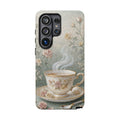 Cover per Samsung Galaxy a Tazza da tè Floreale Vintage — Elegante Cover Romantica per Smartphone