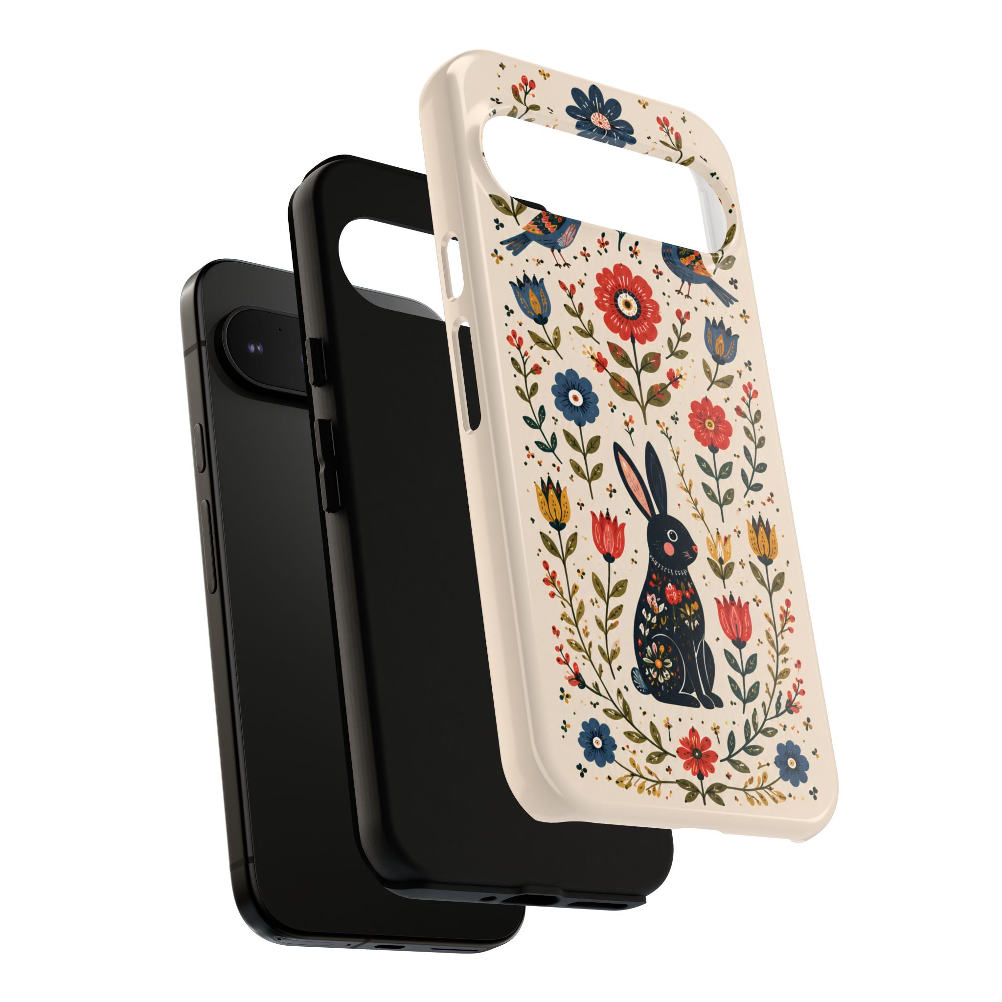 Floral Folk Art Bunny Tough Google Pixel Phone Case