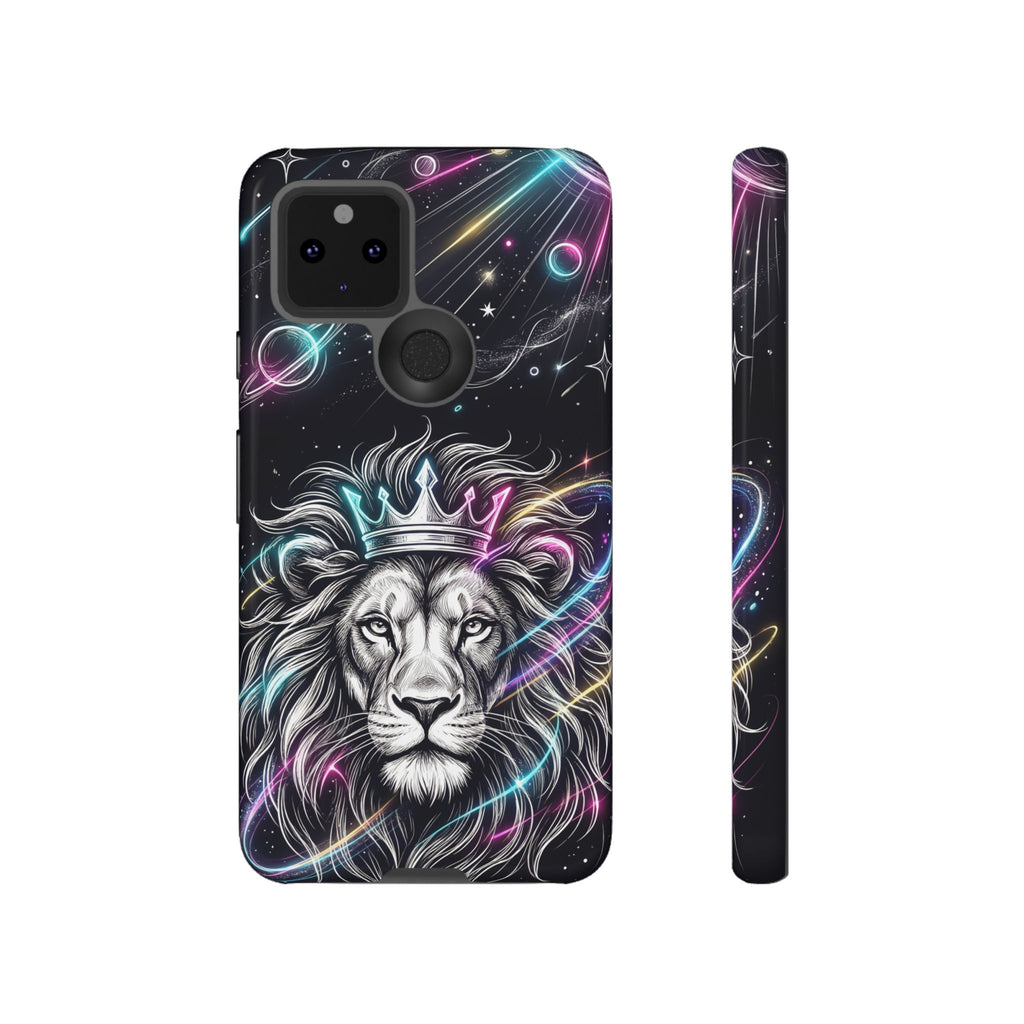 Galaxy Lion Google Pixel Phone Case | Neon Crowned Lion Protective Case