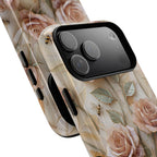 Custodia MagSafe per iPhone resistente con motivo floreale e rosa — Custodia protettiva vintage blush