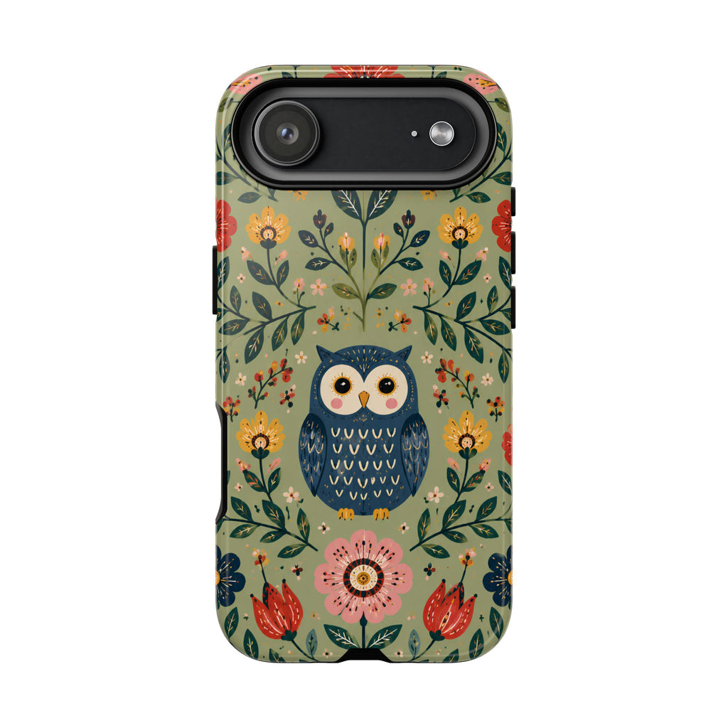 Floral Owl Tough iPhone Case | Cute Botanical Protective Cover