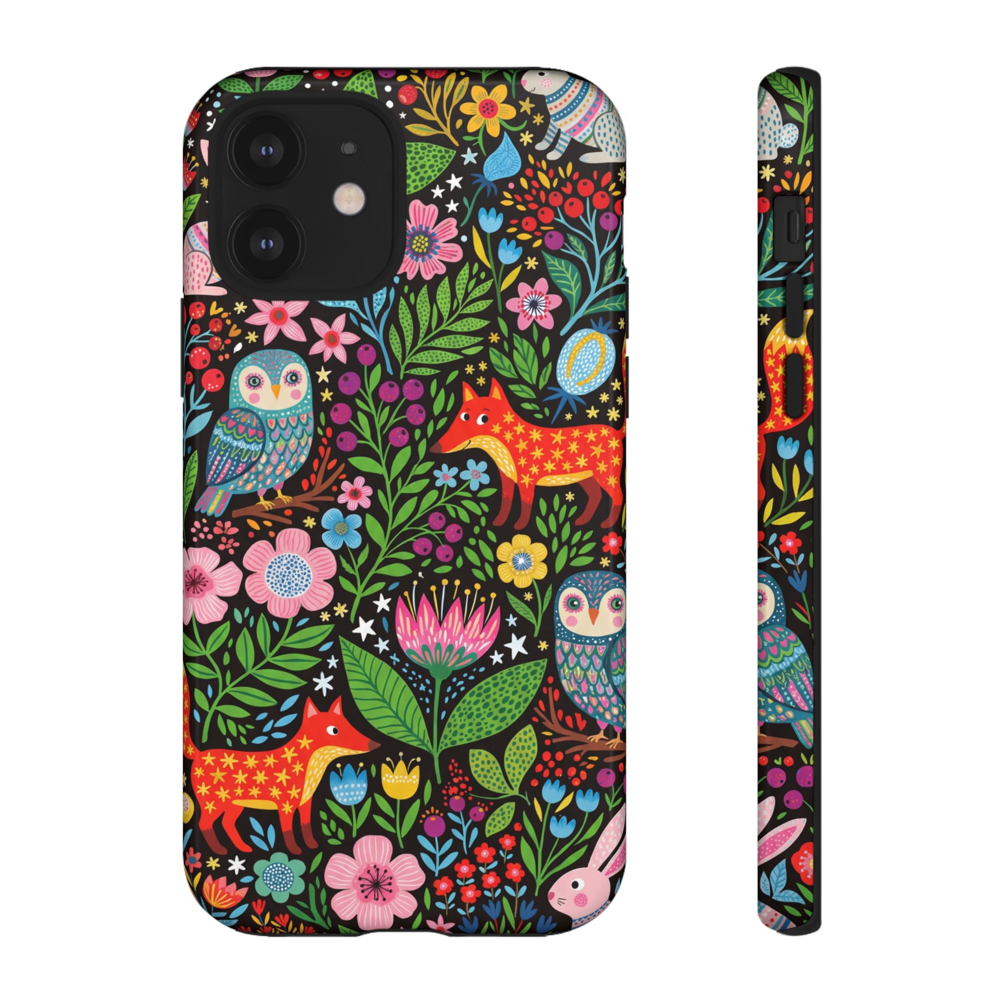 Floral Woodland iPhone Case | Colourful Fox & Owl Protective Cover