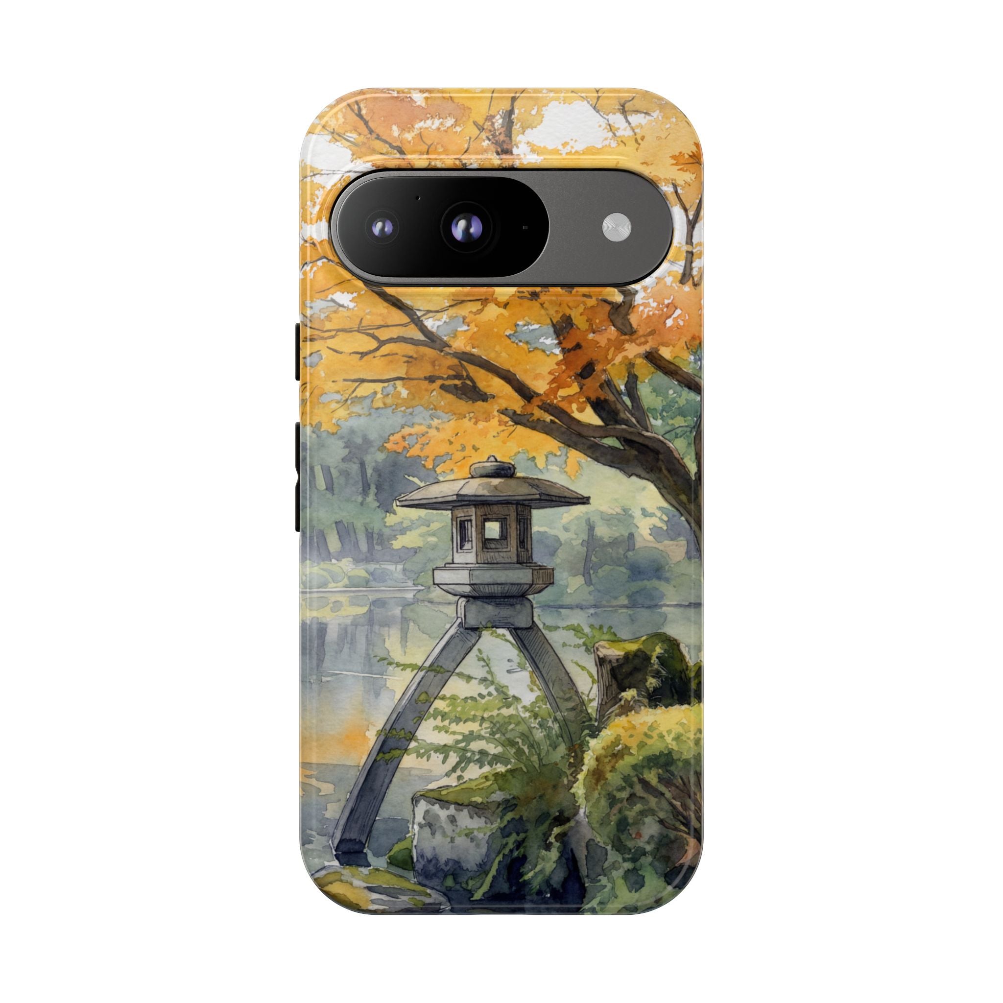 Autumn Japanese Garden Google Pixel Phone Case | Scenic Lantern Fall