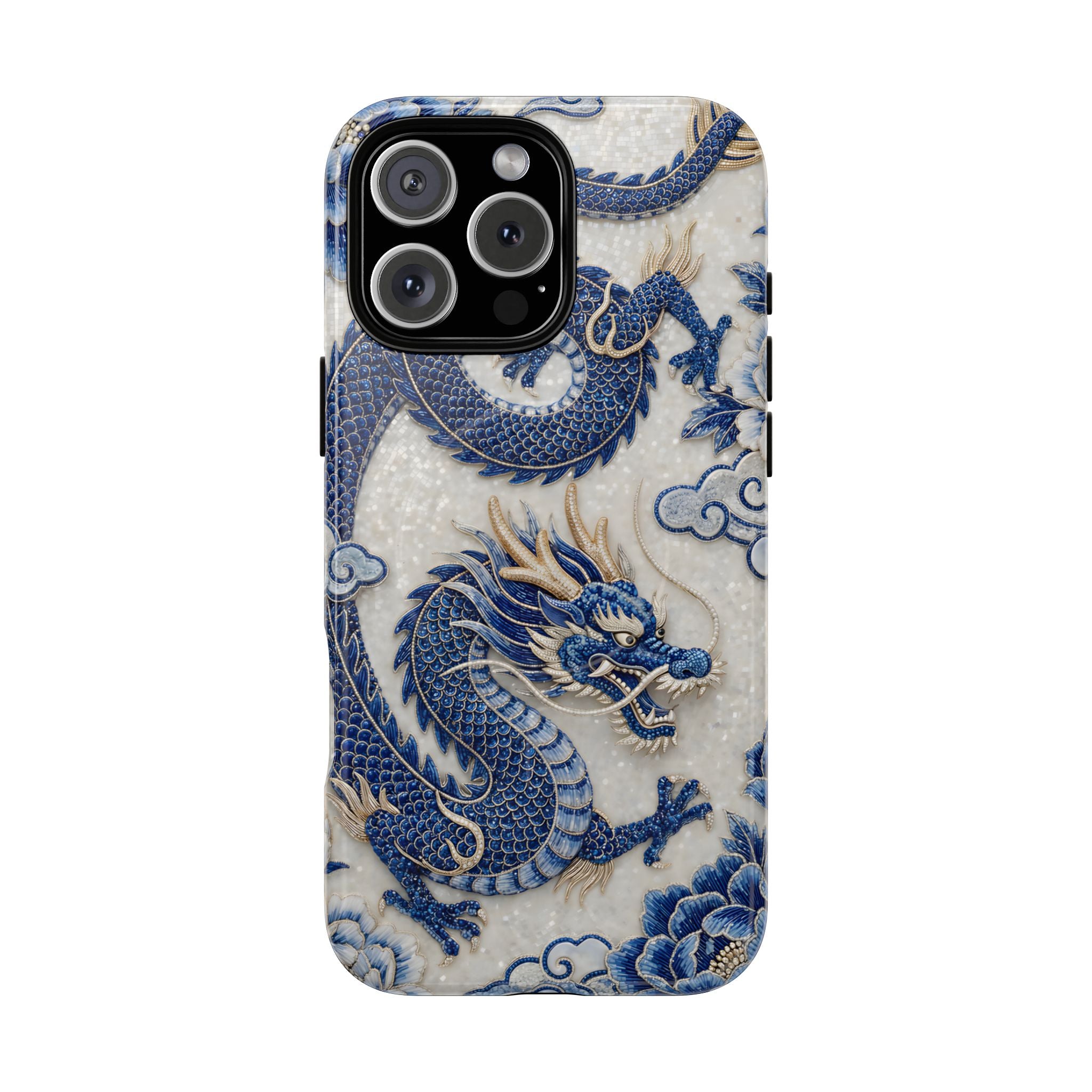 Asian Zodiac Dragon MagSafe iPhone Case V2 | Blue & White Porcelain Luxury Protective Case | Year of the Dragon Gift