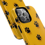 Yellow Paw Print Tough iPhone Case — Protective Dog & Cat Lover Cover