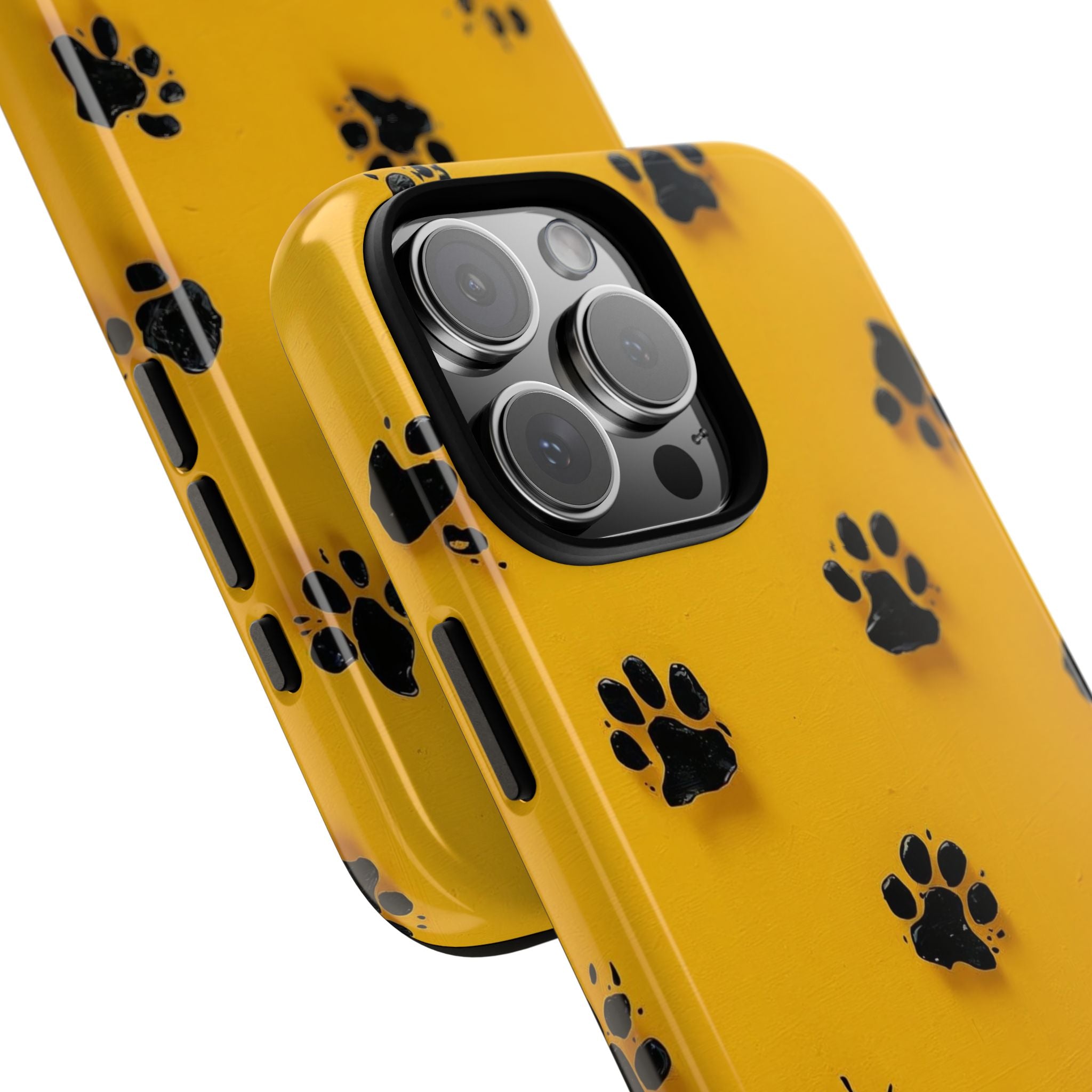 Yellow Paw Print Tough iPhone Case — Protective Dog & Cat Lover Cover