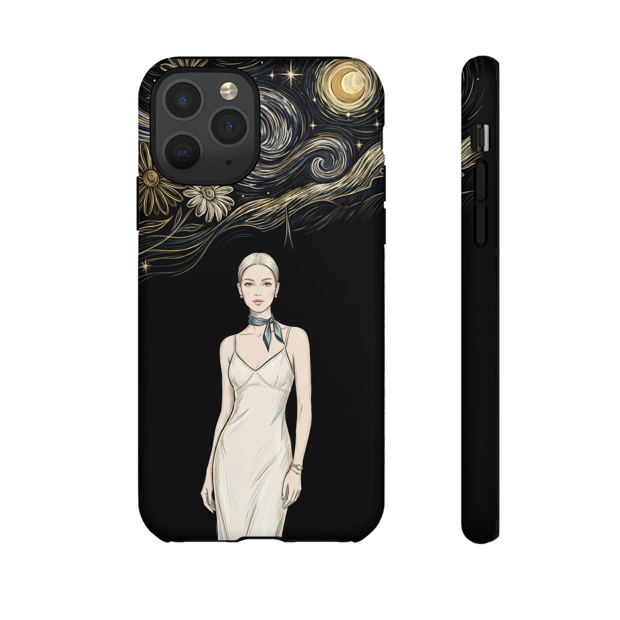 Starry Night Fashion iPhone Case | Elegant Woman Illustration
