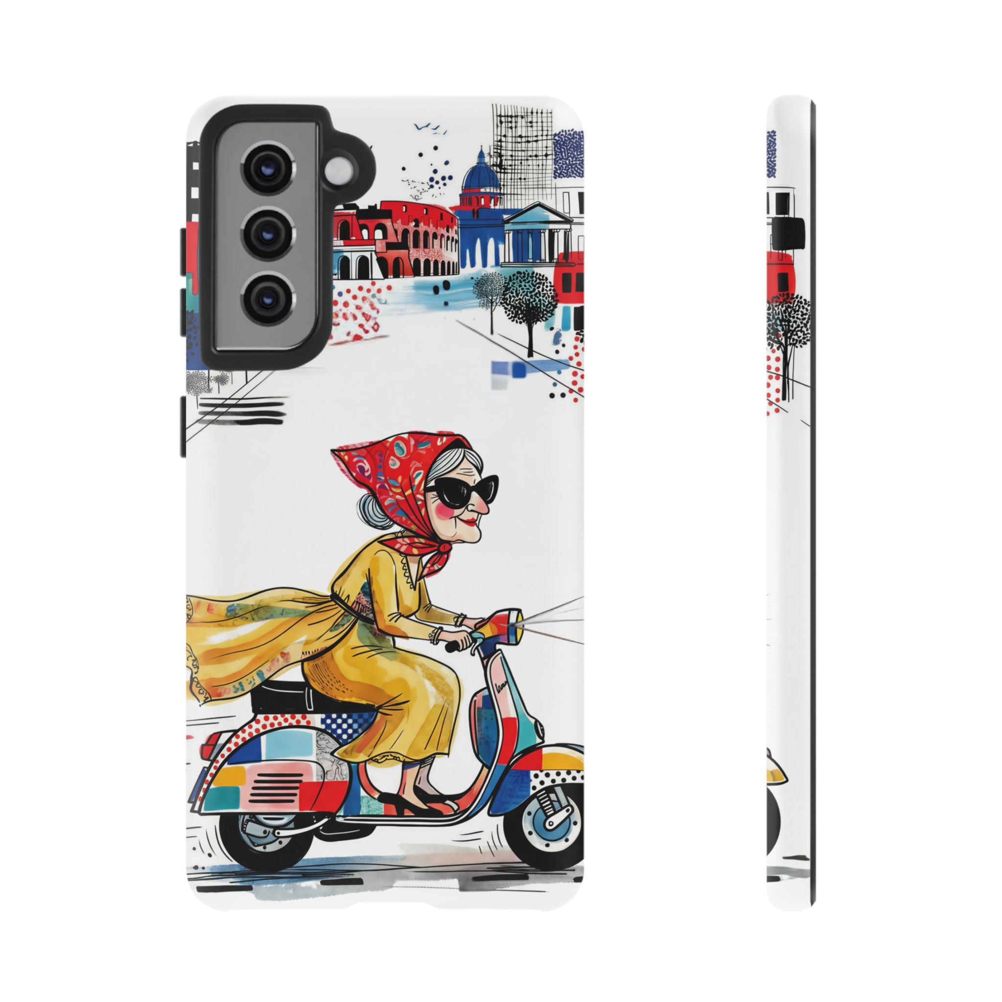 Vintage Vespa Granny Samsung Galaxy Phone Case | Retro Scooter Travel iPhone Cover