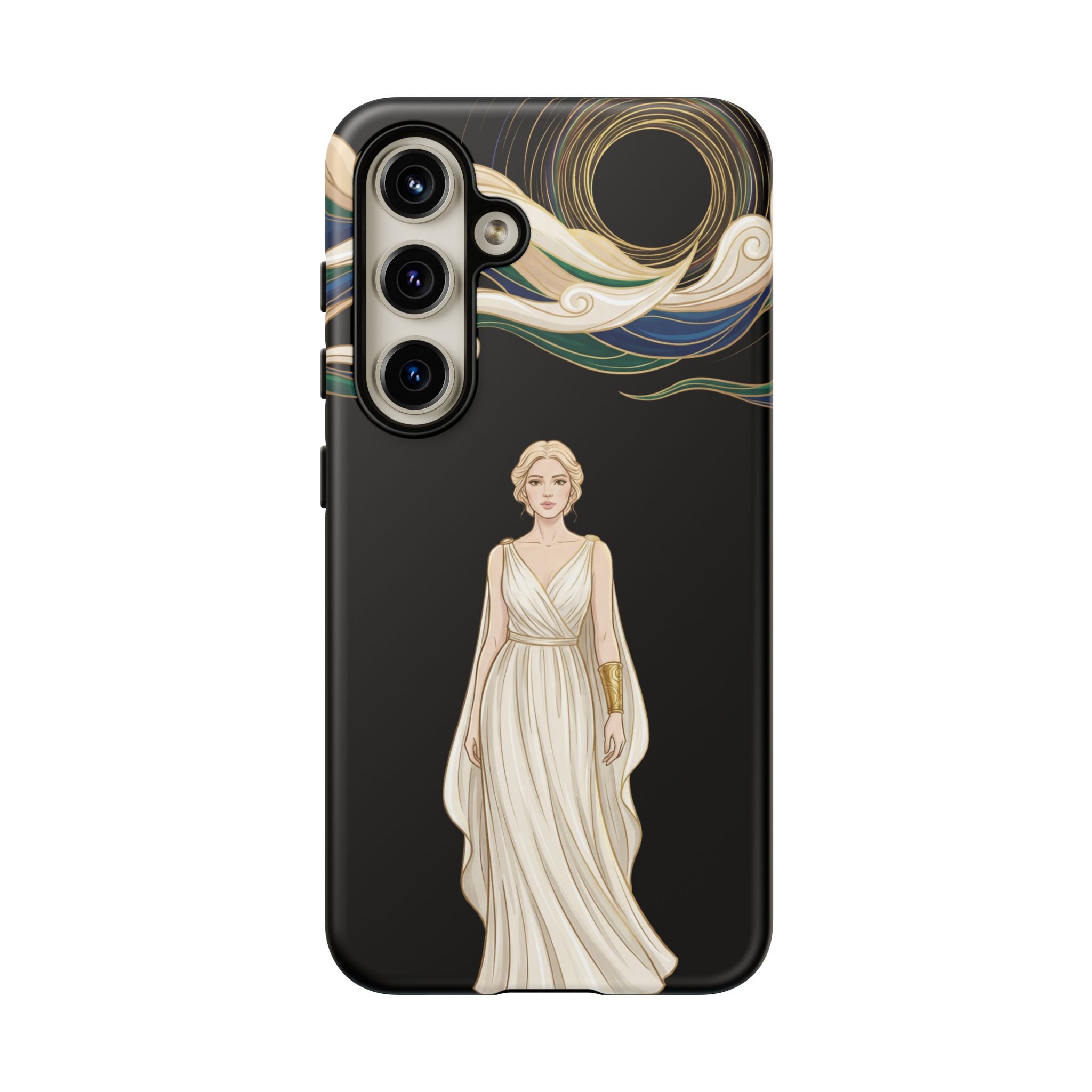 Art Nouveau Goddess Samsung Galaxy Phone Case | Elegant Woman Illustration on Black
